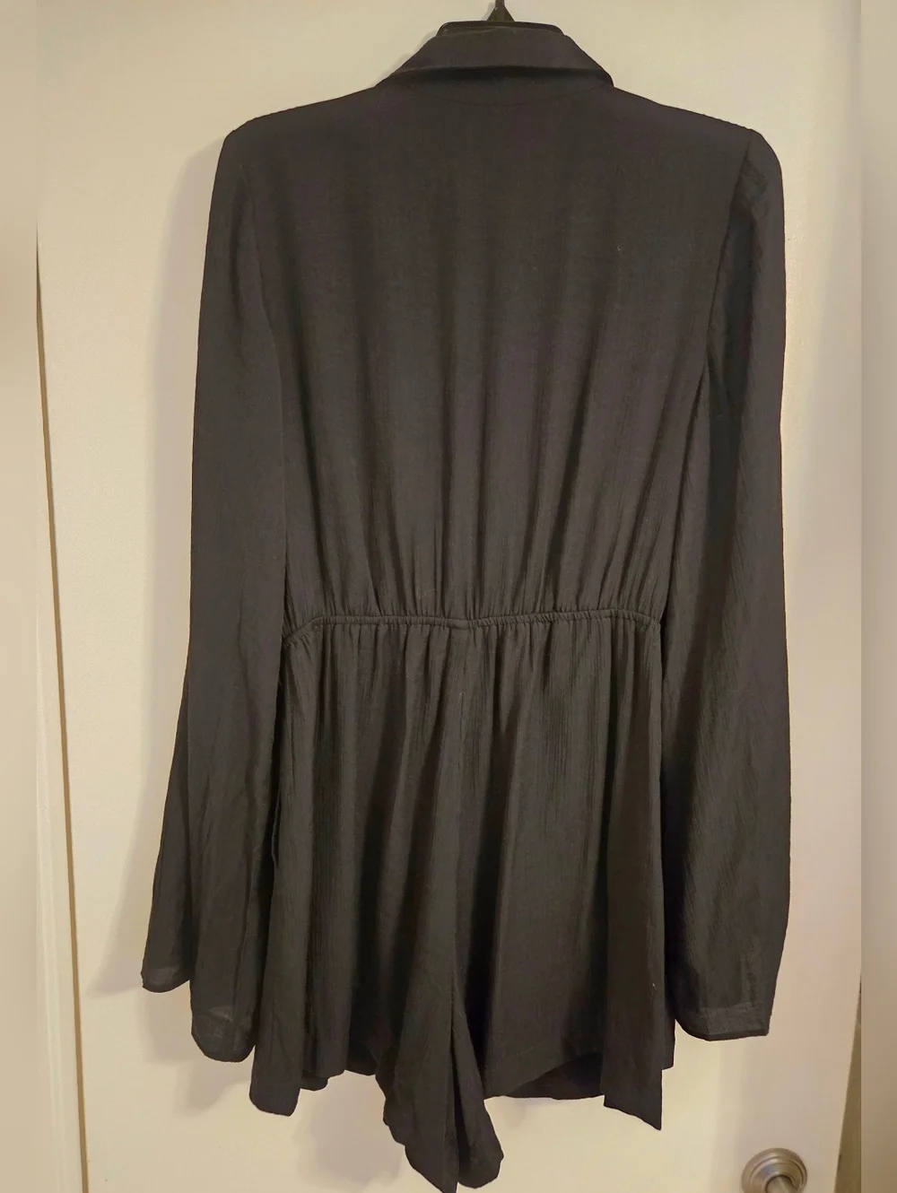 Free People Black Daria Beach Crinkle Wrap Romper - Picture 2 of 7